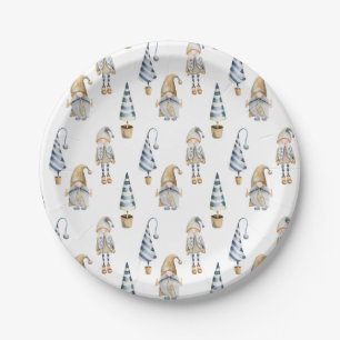 Festive Christmas Gnomes Design Paper Plates