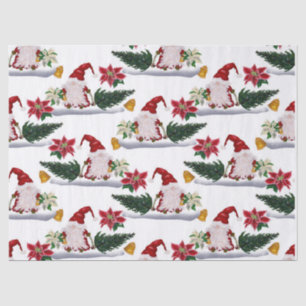 Festive Christmas Gnomes, Poinsettia and Bells Tissue Paper