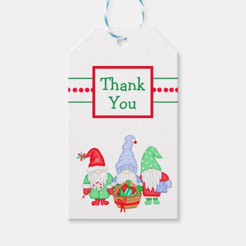 Festive Christmas Gnomes Thank You Gift Tag