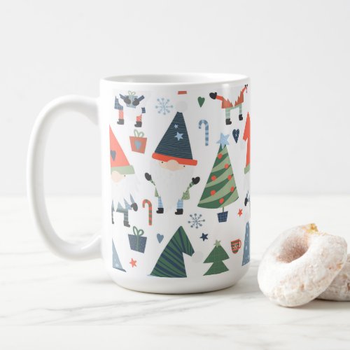 Festive Christmas Gnomes Trees Candy Canes  Coffee Mug