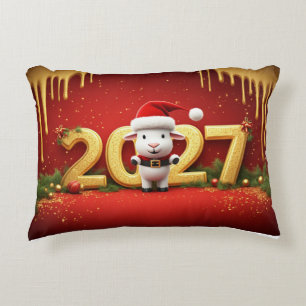 Festive Christmas Goat Cozy Holiday Gift Idea Accent Pillow