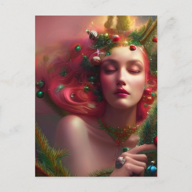 Festive Christmas Goddess Postcard (Front)