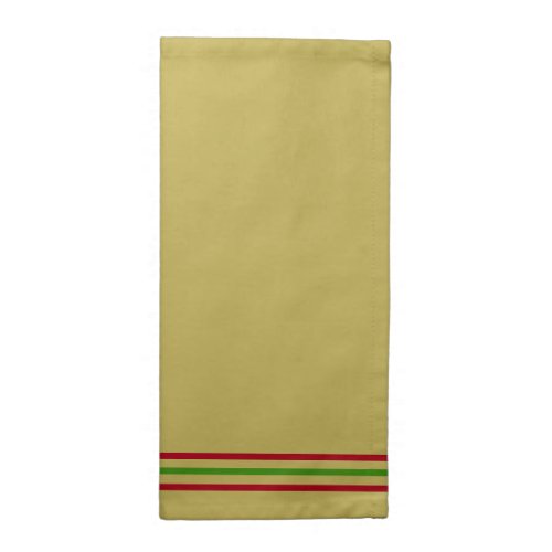 Festive Christmas Gold Red Green Stripes Cloth Napkin