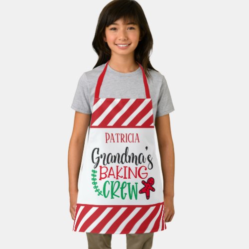 festive Christmas Grandmas baking crew add name Apron