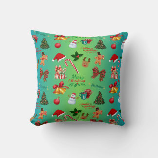 Festive Christmas Graphics Throw Pillow