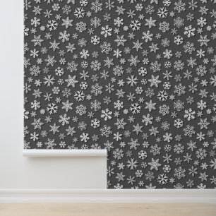 Festive Christmas gray white snowflake pattern Wallpaper