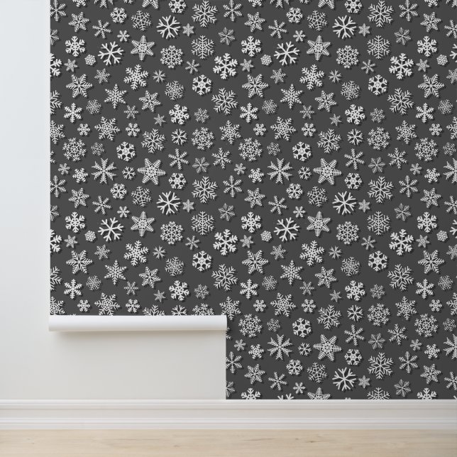 Festive Christmas gray white snowflake pattern  Wallpaper (Application)