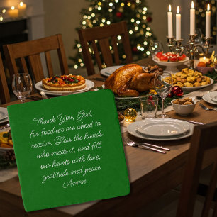 Festive Christmas Green Meal Blessing Trivet