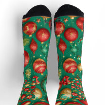 Festive Christmas Green Socks