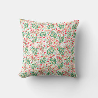 Festive Christmas Greenery And Red Berries Throw Pillow