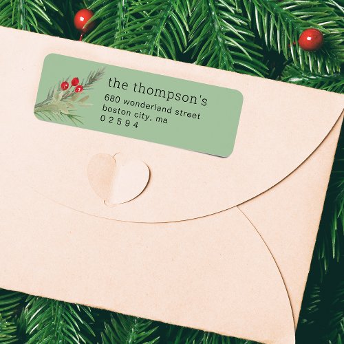 Festive Christmas Greenery Photo Address Label