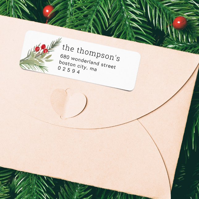 Festive Christmas Greenery Photo Address Label (Festive Christmas Greenery Photo Address Label)