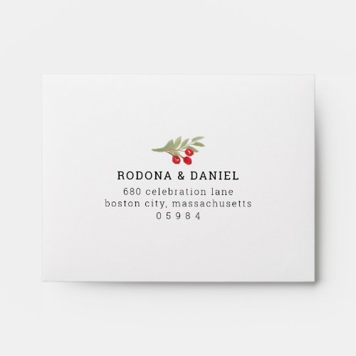 Festive Christmas Greenery Wedding RSVP Envelope