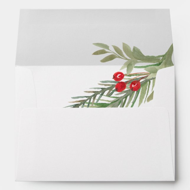 Festive Christmas Greenery Wedding w Address Envelope (Back (Bottom))