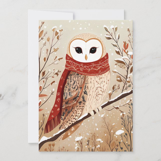 Festive Christmas Greeting Card Christmas Owl (Front)