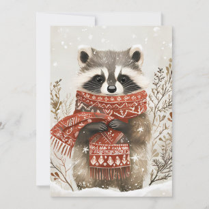Festive Christmas Greeting Card Racoon