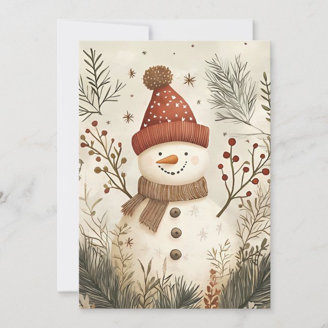 Festive Christmas Greeting Card Snowman (Front)