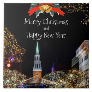 Festive Christmas Greetings Ceramic Tile