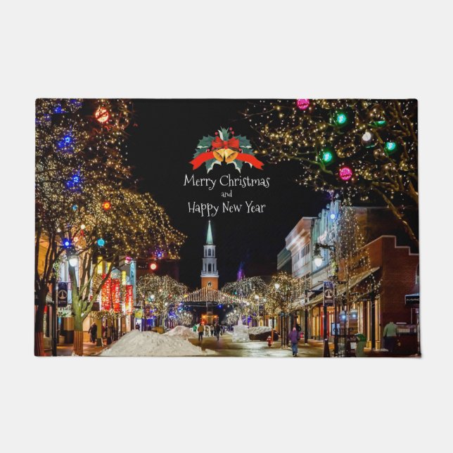 Festive Christmas Greetings Doormat (Front)