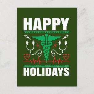 Festive Christmas Happy Holidays Nurse Holiday Postcard
