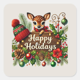 Festive Christmas Happy holidays  Square Sticker
