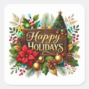 Festive Christmas Happy holidays  Square Sticker