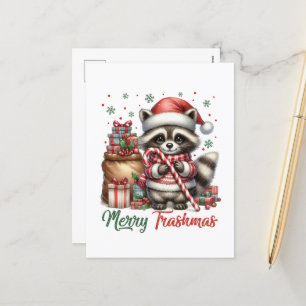 Festive Christmas Holiday add message raccoon