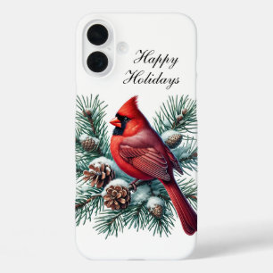 Festive Christmas Holiday Cardinal customizable iPhone 16 Plus Case
