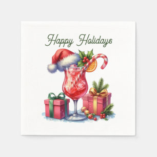 Festive Christmas Holiday cocktails party add text Napkins