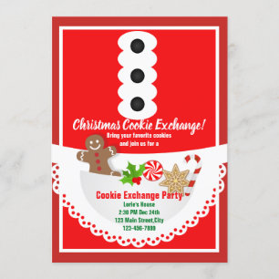 festive christmas holiday cookie exchange party invitation