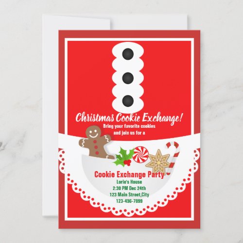 festive christmas holiday cookie exchange party invitation