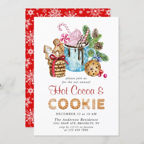 Festive Christmas Holiday Cookies  Cocoa Party Invitation