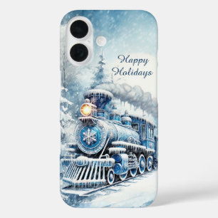 Festive Christmas Holiday customizable train iPhone 16 Case
