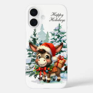 Festive Christmas Holiday donkey iPhone 16 Case