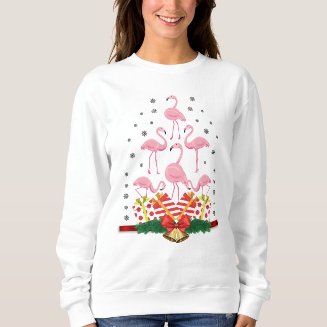 festive Christmas Holiday Flamingo Sweatshirt (Front)