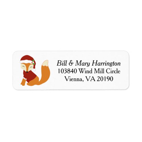 Festive Christmas Holiday Fox Label