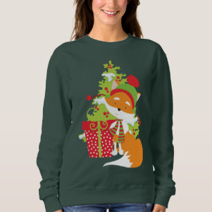 Festive Christmas Holiday fox womens sweatshirt