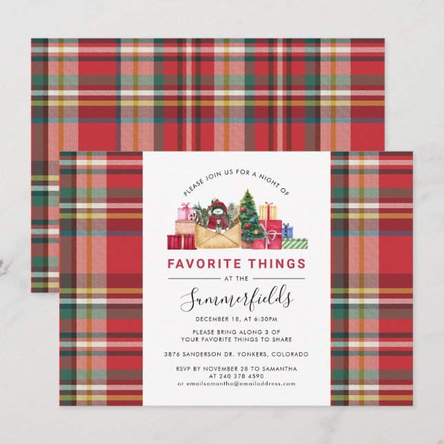Festive Christmas Holiday Gift Exchange Party Invitation (Front/Back)
