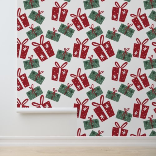 Festive Christmas Holiday Gifts Pattern Wallpaper