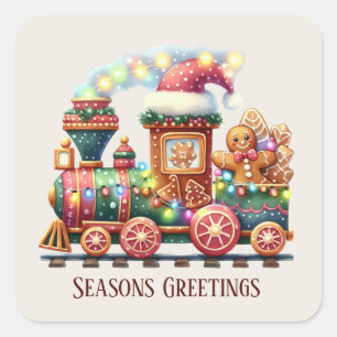 Festive Christmas Holiday gingerbread add text Square Sticker