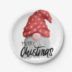 Festive Christmas Holiday Gnome Paper Plates