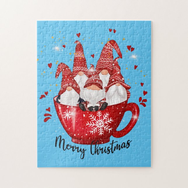 festive Christmas Holiday gnomes Jigsaw Puzzle (Vertical)