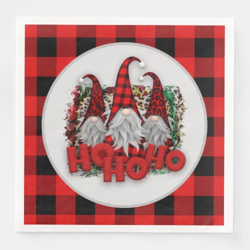 festive Christmas Holiday gnomes party Paper Dinner Napkins