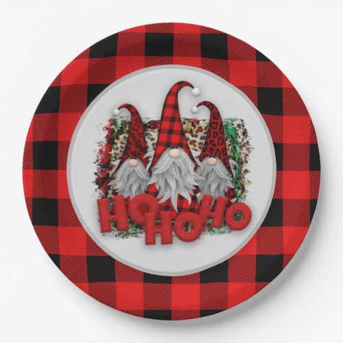 festive Christmas Holiday gnomes party Paper Plate