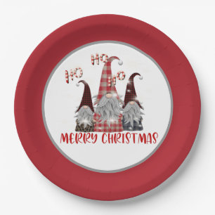 festive Christmas Holiday gnomes party Paper Plates