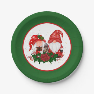 festive Christmas Holiday gnomes party Paper Plates