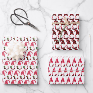 festive Christmas Holiday gnomes tiled Wrapping Paper Sheets