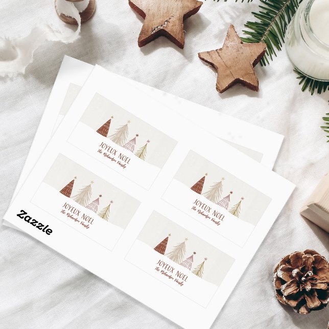 Festive Christmas Holiday Joyeux Noel Party Chic   Rectangular Sticker (Creator Uploaded)