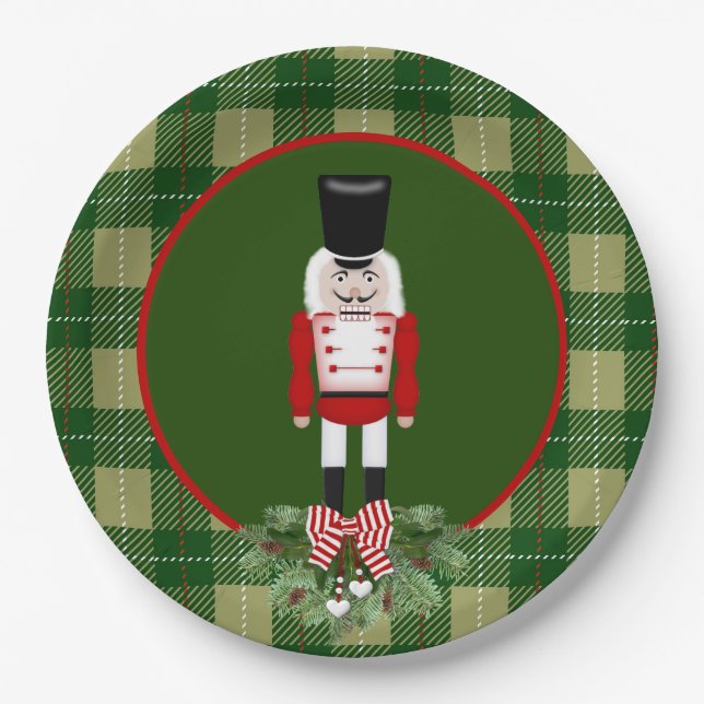 Festive Christmas Holiday nutcracker Paper Plates (Front)