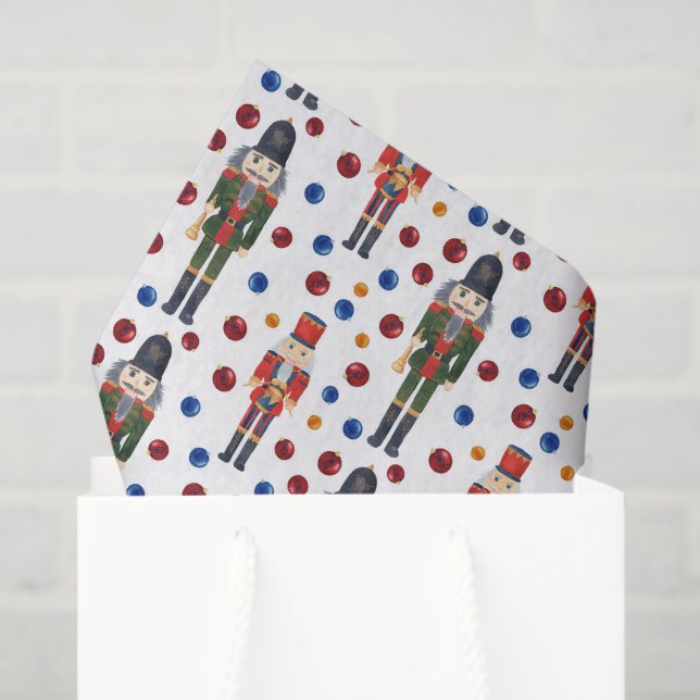 festive Christmas Holiday nutcracker tiled Tissue Paper (Gift Bag)